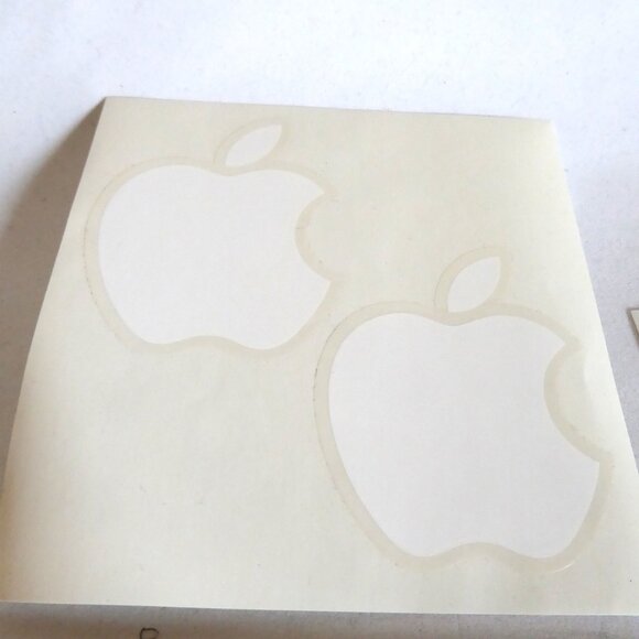 NEW VINTAGE 6 QTY 2.5” x 3” APPLE COMPUTER LOGO WHITE VINYL DECAL STICKER LOT - Picture 2 of 4